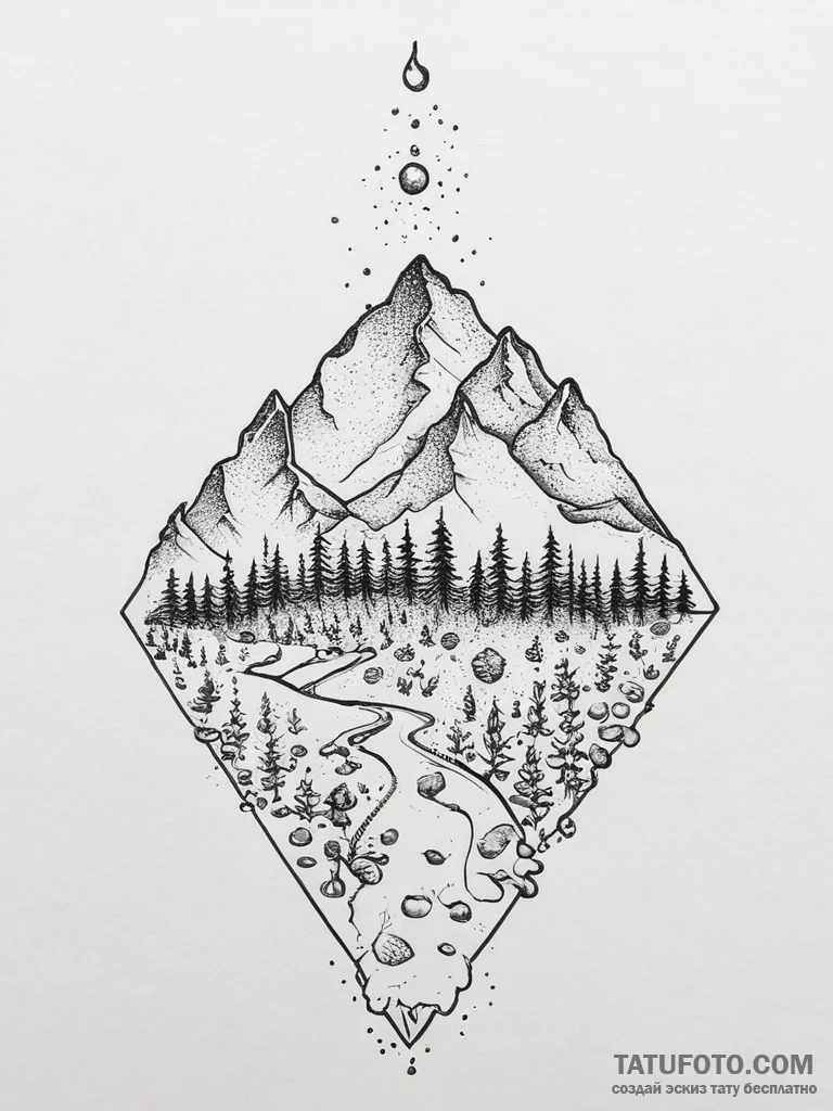 Tattoo sketch mountain, artistic tattoo sketc... - эскиз тату (№1756294446_0, 27.08.2025 11:34) — Tatufoto.com