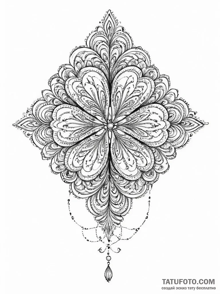 Tattoo sketch clover, concept art for tattoo,... - эскиз тату (№1756296226_0, 27.08.2025 12:03) — Tatufoto.com