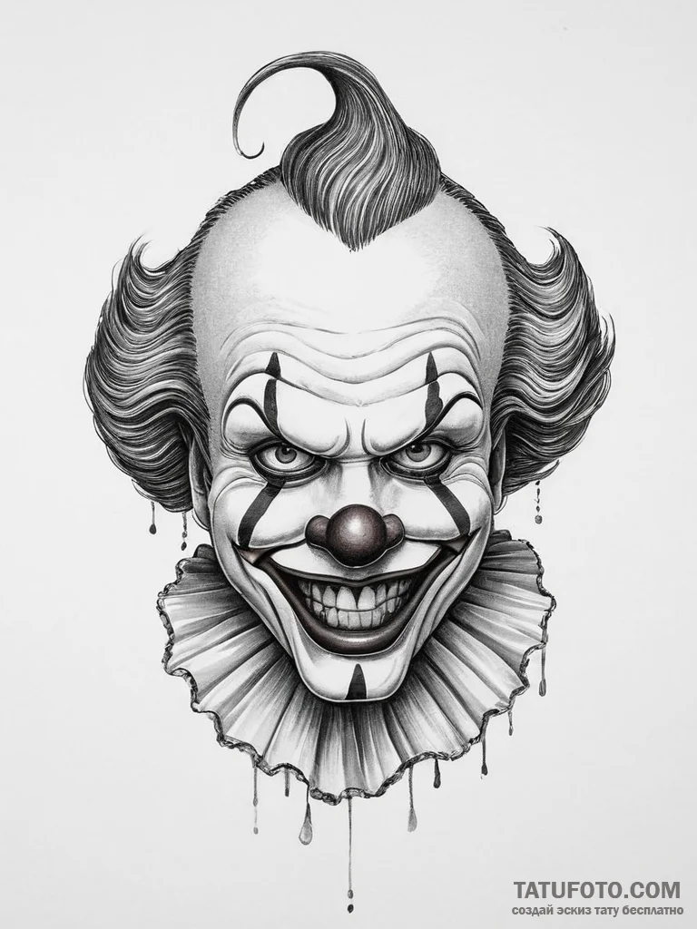 Tattoo sketch clown with a mask, tattoo drawi... - эскиз тату (№1756296421_0, 27.08.2025 12:07) — Tatufoto.com