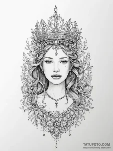 Tattoo sketch tsaritsa, the queen of the fore... - эскиз тату (№1756296814_0, 27.08.2025 12:13) — Tatufoto.com