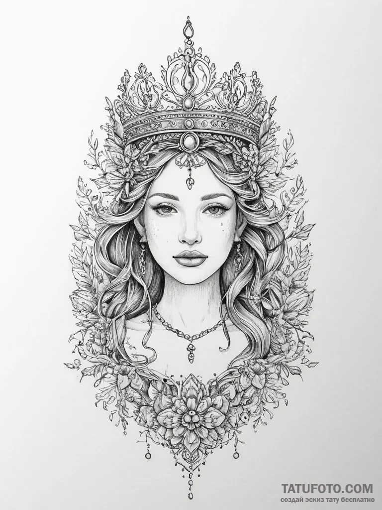 Tattoo sketch tsaritsa, the queen of the fore... - эскиз тату (№1756296814_0, 27.08.2025 12:13) — Tatufoto.com