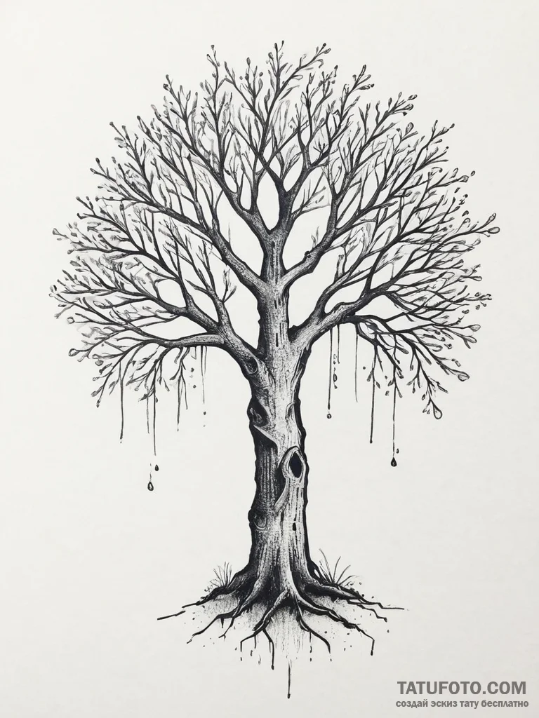 Tattoo sketch willow tree in the moonlight, t... - эскиз тату (№1756297409_0, 27.08.2025 12:23) — Tatufoto.com