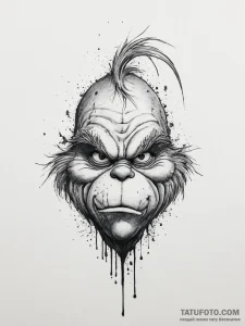 Tattoo sketch the grinch with a fur, tattoo f... - эскиз тату (№1756300799_0, 27.08.2025 13:19) — Tatufoto.com