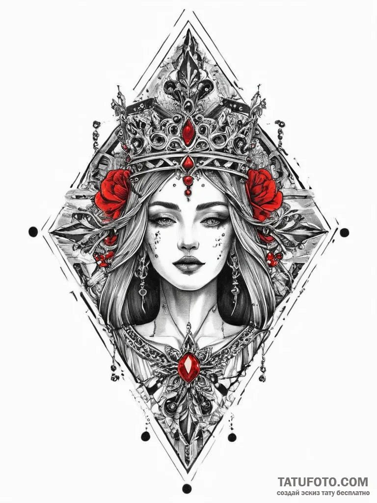Tattoo sketch tarot card empress, artistic ta... - эскиз тату (№1756301811_0, 27.08.2025 13:36) — Tatufoto.com