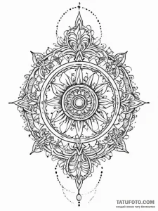 Tattoo sketch dharma wheel, concept art for t... - эскиз тату (№1756302209_0, 27.08.2025 13:43) — Tatufoto.com