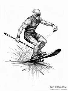 Tattoo sketch water skiing a person on skis,... - эскиз тату (№1756304142_0, 27.08.2025 14:15) — Tatufoto.com