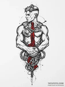 Tattoo sketch soldier with a knot, tattoo fla... - эскиз тату (№1756305131_0, 27.08.2025 14:32) — Tatufoto.com