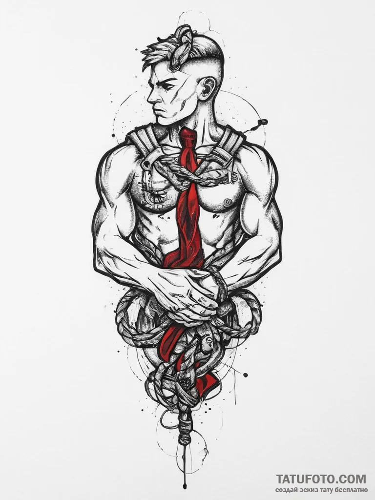 Tattoo sketch soldier with a knot, tattoo fla... - эскиз тату (№1756305131_0, 27.08.2025 14:32) — Tatufoto.com