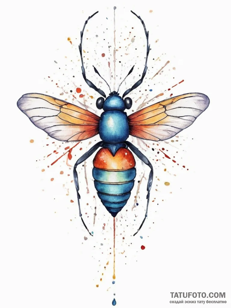 насекомые, concept art for tattoo, watercolor... - эскиз тату (№1756305741_0, 27.08.2025 14:42) — Tatufoto.com