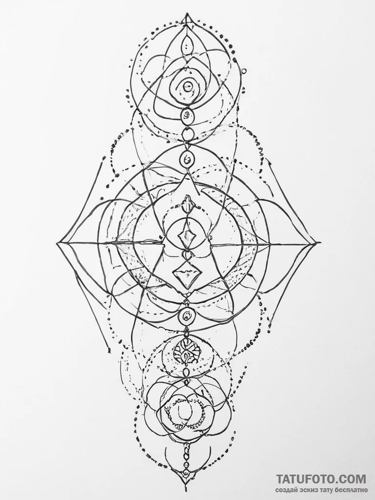 Tattoo sketch seven chakra path - эскиз тату (№1756305937_0, 27.08.2025 14:45) — Tatufoto.com