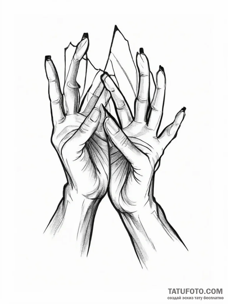 Tattoo sketch hands with a document, concept... - эскиз тату (№1756306335_0, 27.08.2025 14:52) — Tatufoto.com