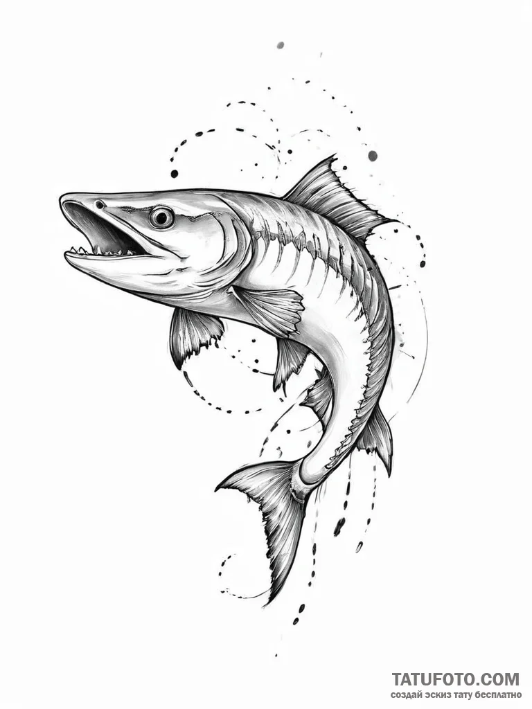 Tattoo sketch barracuda - эскиз тату (№1756308266_0, 27.08.2025 15:24) — Tatufoto.com