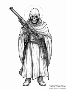 Tattoo sketch grim reaper with a gun, tattoo... - эскиз тату (№1756308860_0, 27.08.2025 15:34) — Tatufoto.com