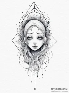 Tattoo sketch cosmic ghost, artistic tattoo s... - эскиз тату (№1756310238_0, 27.08.2025 15:57) — Tatufoto.com
