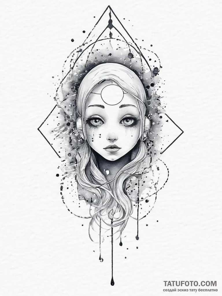 Tattoo sketch cosmic ghost, artistic tattoo s... - эскиз тату (№1756310238_0, 27.08.2025 15:57) — Tatufoto.com