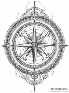 Tattoo sketch antique compass with a map - эскиз тату (№1756310436_0, 27.08.2025 16:00) — Tatufoto.com