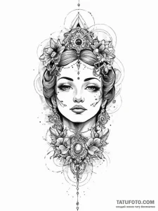 Tattoo sketch divine being, ink illustration... - эскиз тату (№1756311421_0, 27.08.2025 16:17) — Tatufoto.com