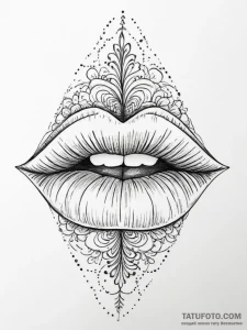 Tattoo sketch узор в виде губ - эскиз тату (№1756312989_0, 27.08.2025 16:43) — Tatufoto.com