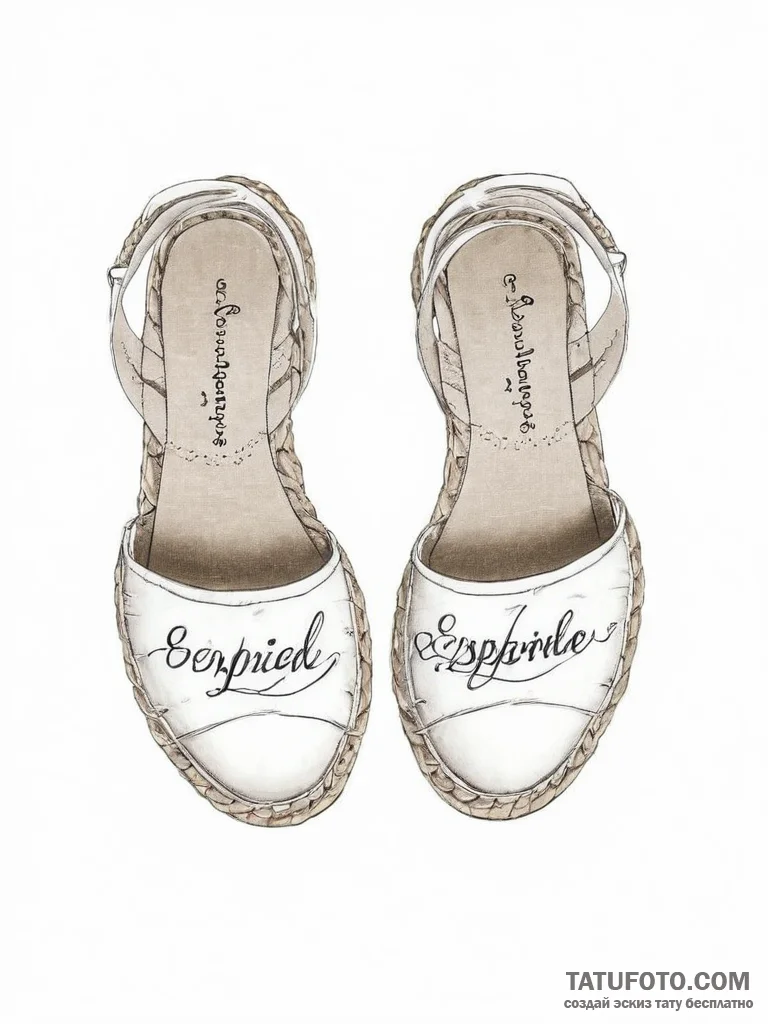 Tattoo sketch espadrilles with a quote - эскиз тату (№1756313987_0, 27.08.2025 16:59) — Tatufoto.com