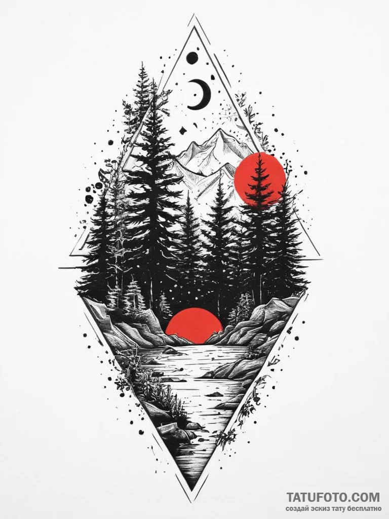 Tattoo sketch forest, tattoo flash sheet desi... - эскиз тату (№1756315617_0, 27.08.2025 17:26) — Tatufoto.com