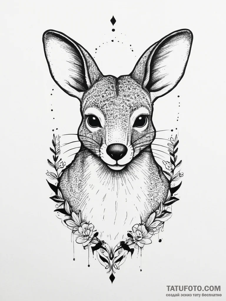 Tattoo sketch wallaby, tattoo flash sheet des... - эскиз тату (№1756316403_0, 27.08.2025 17:40) — Tatufoto.com
