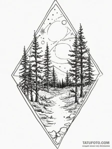 Tattoo sketch cosmic forest, tattoo sketch de... - эскиз тату (№1756316603_0, 27.08.2025 17:43) — Tatufoto.com