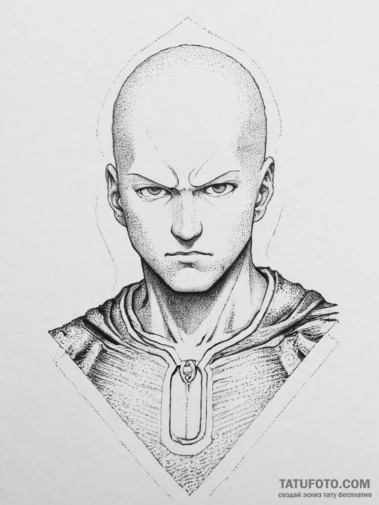 Tattoo sketch one punch man saitama, concept... - эскиз тату (№1756318780_0, 27.08.2025 18:19) — Tatufoto.com