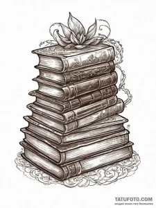 Tattoo sketch librarian books on a shelf, ink... - эскиз тату (№1756318980_0, 27.08.2025 18:23) — Tatufoto.com