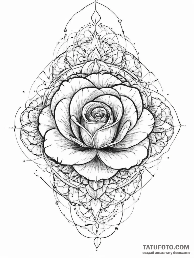 Tattoo sketch belt with a rose, concept art f... - эскиз тату (№1756319176_0, 27.08.2025 18:26) — Tatufoto.com