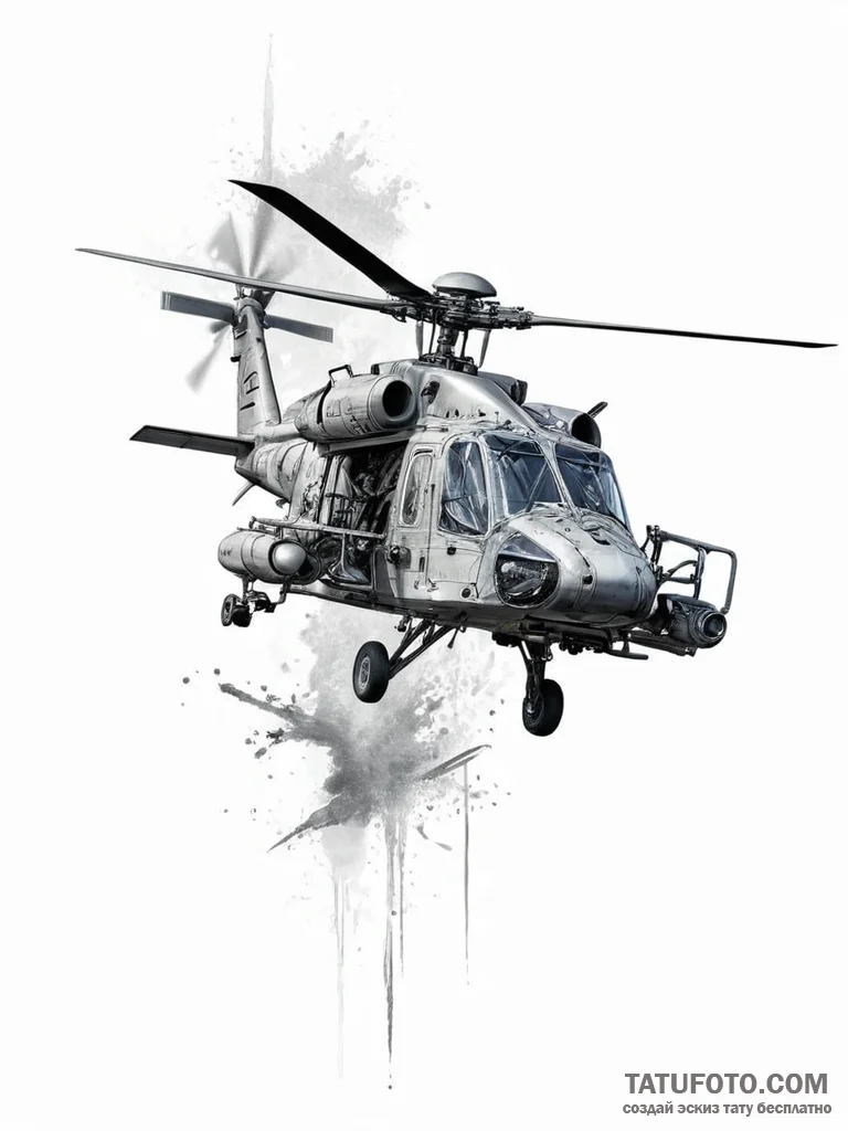 Tattoo sketch military helicopter - эскиз тату (№1756319582_0, 27.08.2025 18:33) — Tatufoto.com