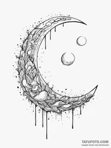 Tattoo sketch sesen with a moon, ink illustra... - эскиз тату (№1756321550_0, 27.08.2025 19:05) — Tatufoto.com