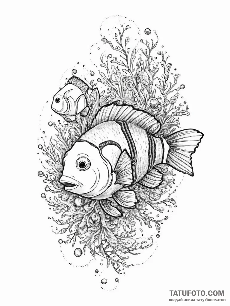 Tattoo sketch finding nemo clownfish, tattoo... - эскиз тату (№1756321754_0, 27.08.2025 19:09) — Tatufoto.com