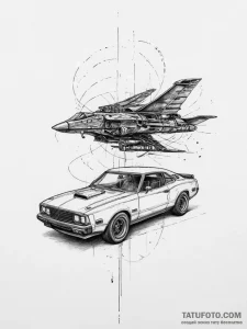 Tattoo sketch blade runner spinner car, tatto... - эскиз тату (№1756322954_0, 27.08.2025 19:29) — Tatufoto.com
