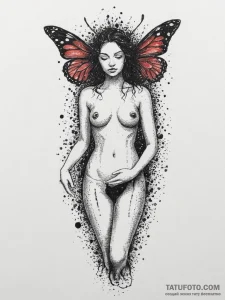 Tattoo sketch nymph body, ink illustration fo... - эскиз тату (№1756323956_0, 27.08.2025 19:45) — Tatufoto.com