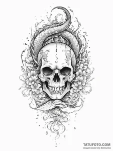 Tattoo sketch узор в виде черепа с водой, tat... - эскиз тату (№1756325168_0, 27.08.2025 20:06) — Tatufoto.com
