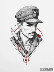 Tattoo sketch soldier with a scissors, tattoo... - эскиз тату (№1756325365_0, 27.08.2025 20:09) — Tatufoto.com