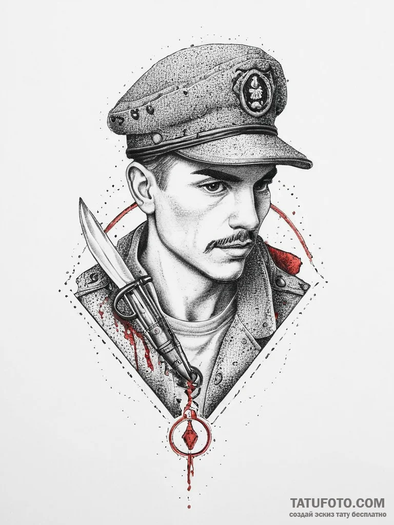 Tattoo sketch soldier with a scissors, tattoo... - эскиз тату (№1756325365_0, 27.08.2025 20:09) — Tatufoto.com