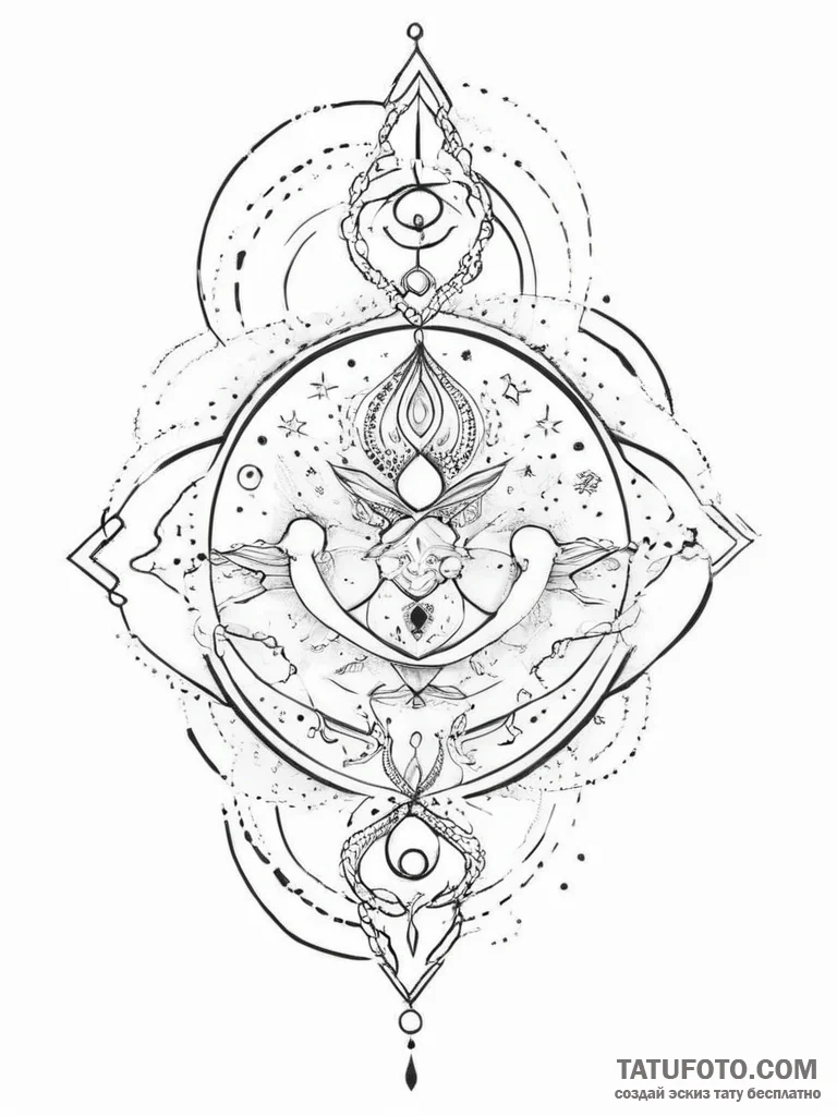 Tattoo sketch cosmic spirit - эскиз тату (№1756326378_0, 27.08.2025 20:26) — Tatufoto.com