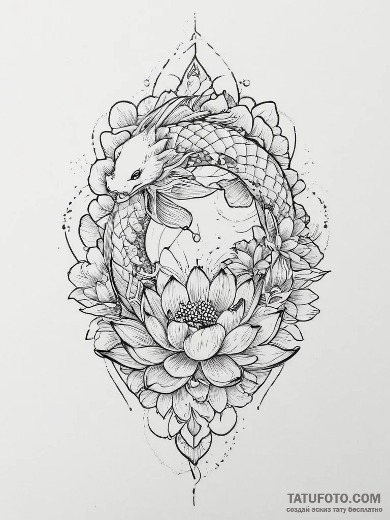 Tattoo sketch узор в виде лотоса, tattoo line... - эскиз тату (№1756330592_0, 27.08.2025 21:36) — Tatufoto.com