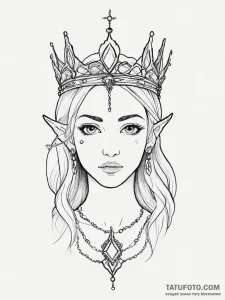 Tattoo sketch elven queen crown, tattoo flash... - эскиз тату (№1756332399_0, 27.08.2025 22:06) — Tatufoto.com