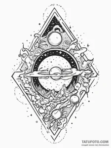 Tattoo sketch cosmic land, tattoo flash sheet... - эскиз тату (№1756333197_0, 27.08.2025 22:19) — Tatufoto.com