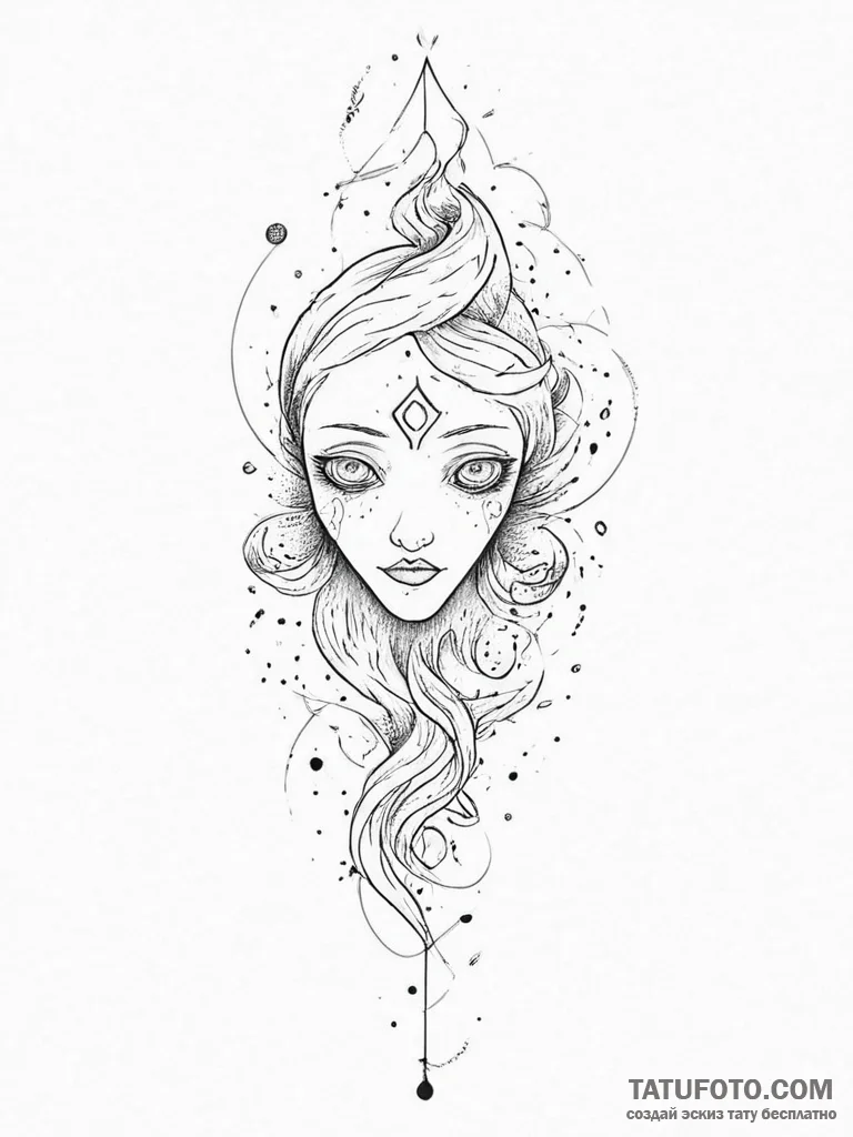 Tattoo sketch cosmic ghost, artistic tattoo s... - эскиз тату (№1756333816_0, 27.08.2025 22:30) — Tatufoto.com