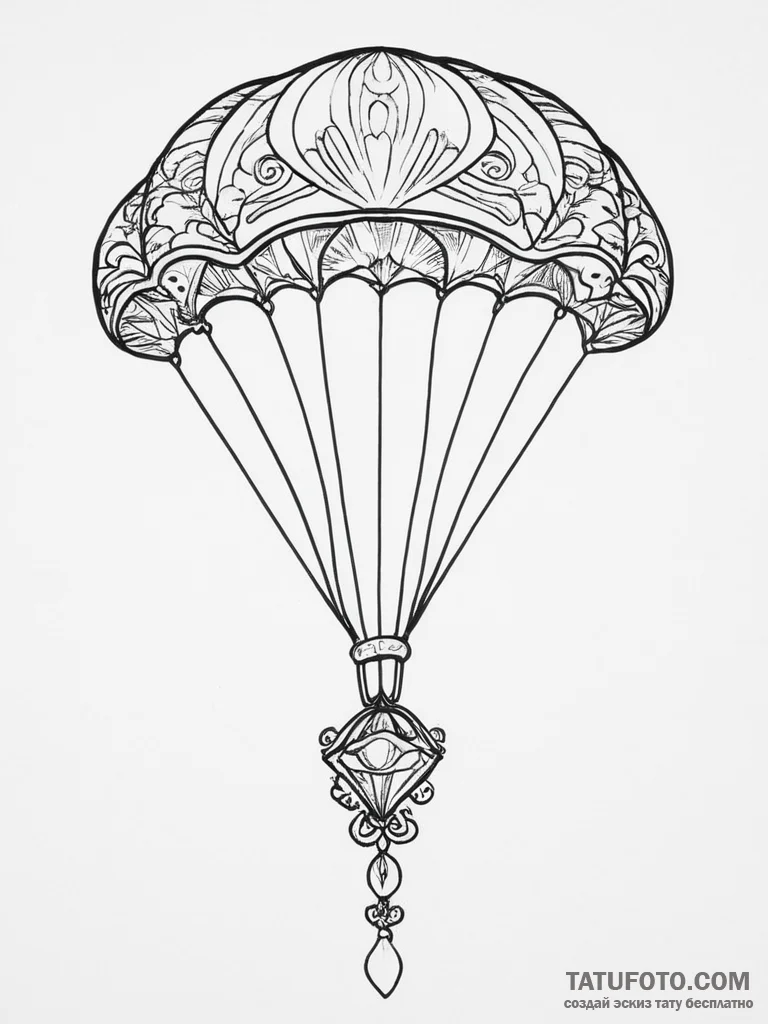 Tattoo sketch parachute with a symbol, tattoo... - эскиз тату (№1756394301_0, 28.08.2025 15:18) — Tatufoto.com