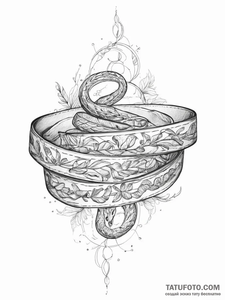 Tattoo sketch belt with a snake - эскиз тату (№1756395707_0, 28.08.2025 15:41) — Tatufoto.com