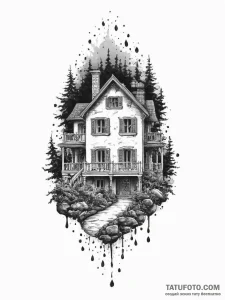 Tattoo sketch domovoy with a home, artistic t... - эскиз тату (№1756396708_0, 28.08.2025 15:58) — Tatufoto.com