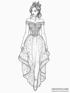 Tattoo sketch princess dress, concept art for... - эскиз тату (№1756399076_0, 28.08.2025 16:37) — Tatufoto.com