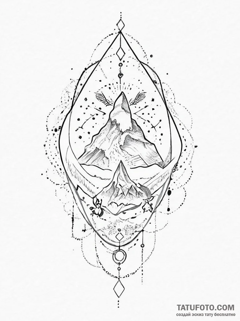 Tattoo sketch cosmic past - эскиз тату (№1756399674_0, 28.08.2025 16:47) — Tatufoto.com