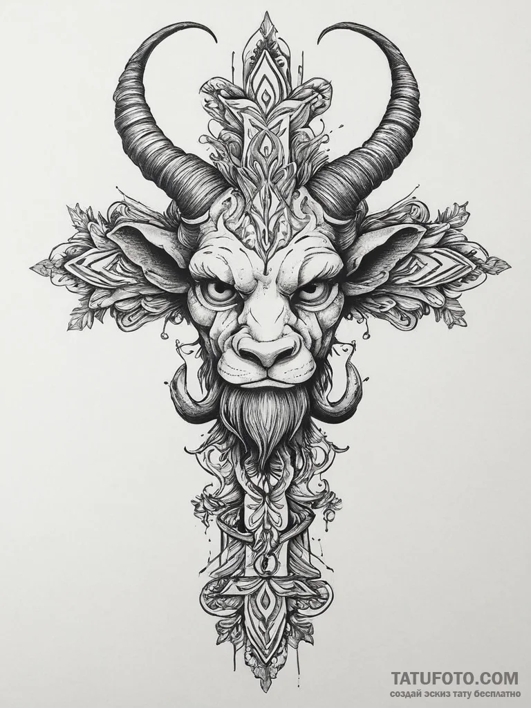 Tattoo sketch satyr, tattoo line art, new sch... - эскиз тату (№1756405058_0, 28.08.2025 18:17) — Tatufoto.com