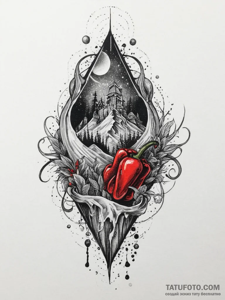 Tattoo sketch mystical land, tattoo sketch de... - эскиз тату (№1756406060_0, 28.08.2025 18:34) — Tatufoto.com
