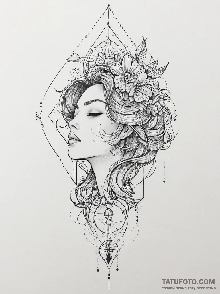 Tattoo sketch dream, tattoo line art, muted c... - эскиз тату (№1756406867_0, 28.08.2025 18:47) — Tatufoto.com